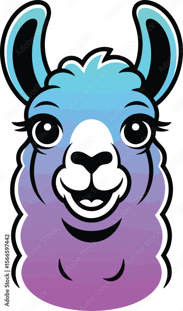 Fototapeta premium llama head and upper neck art design illustration premium quality