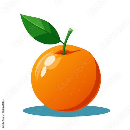Clementine Fruit Vector Illustration - Fresh Citrus PNG with Leaf