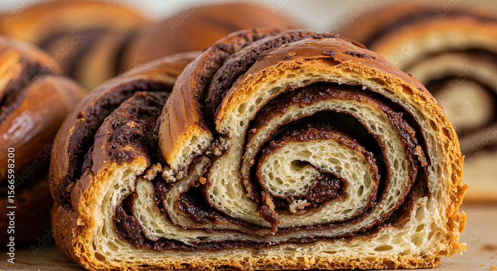 Fototapeta premium Dark and Milk Chocolate Babka PNG