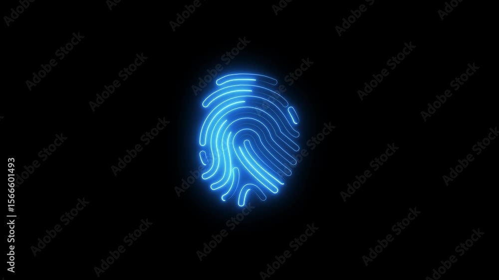 Neon fingerprint icon brown cyan color glowing animated. Fingerprint icon animation, Set fingerprint scanning icon sign video, finger print fingerprint lock secure security.