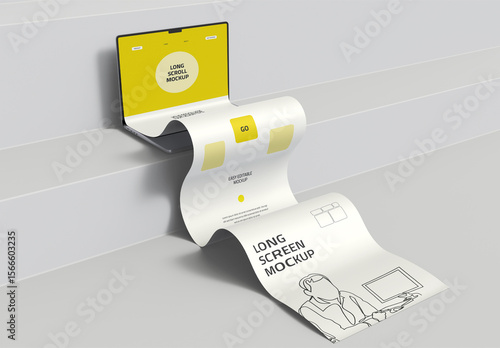 Laptop Long Screen Scroll Mockup
