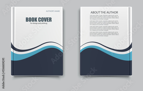 Book cover template design with a wavy pattern. Suitable for personal author's books, catalogs with goods for different companies. Vector graphics, abstract background.