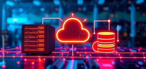 Server and database network icon representing IT infrastructure and cloud computing, cyber, hosting
