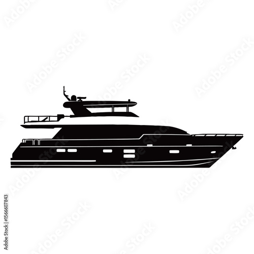 silhouette photo of speedboat with white background