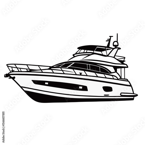 silhouette photo of speedboat with white background