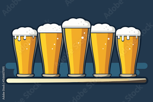 Golden lager in a cold, frothy glass or mug on a blue background, isolated for a refreshing drink