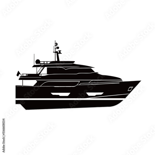silhouette photo of speedboat with white background