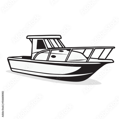 silhouette photo of speedboat with white background