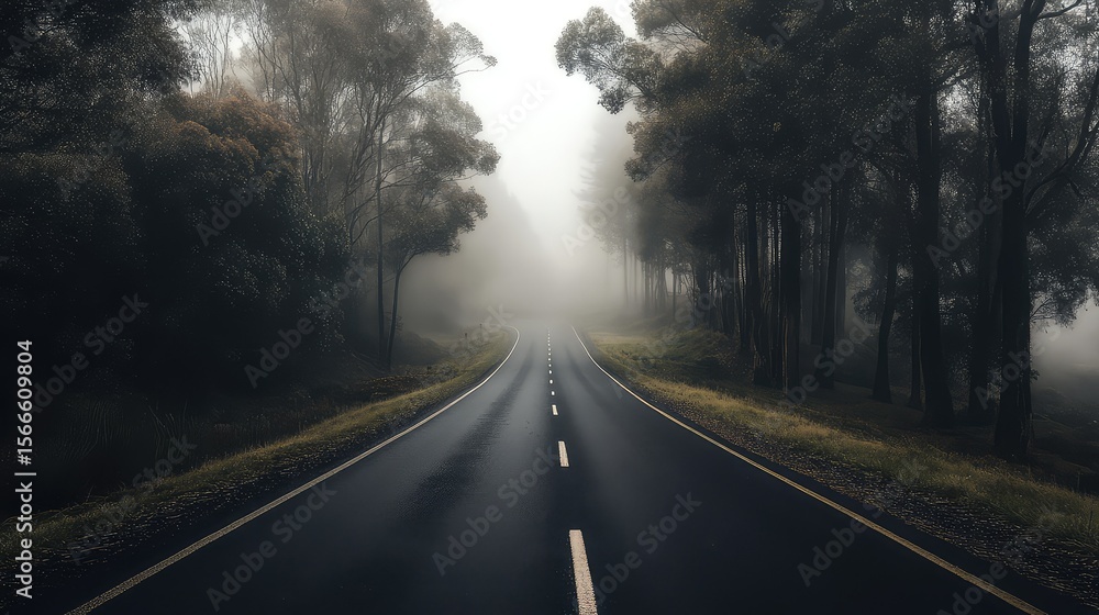 Naklejka premium realistic misty road