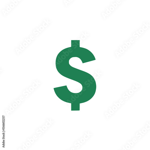 solid green dollar sign icon, finance and business theme, flat logo on white background
