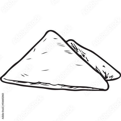 Explore authentic Arabic pita bread illustration, a staple food, perfect for menus, recipes, and cultural designs in black and white