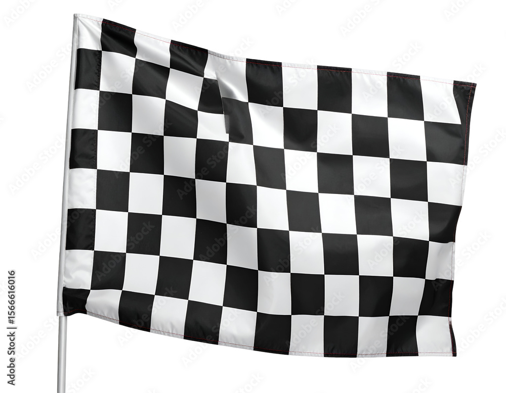 Fototapeta premium A classic checkered flag waves, signifying the thrilling culmination of a competitive event.