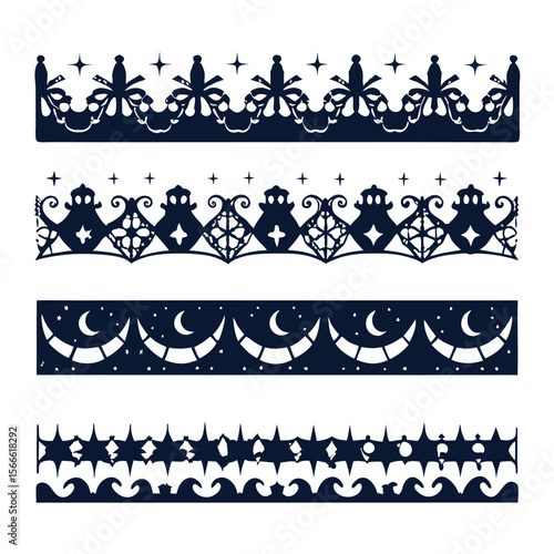 Halloween Elements Design and Text dividers doodle set Wedding decorative elements ornament borders lines Hand