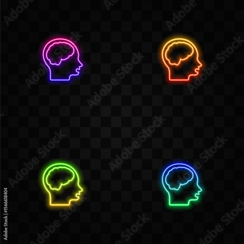 Icon of a person with nonsense in his head. neon style. as a symbol of unnecessary information