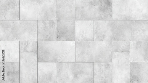 Gray concrete tiles forming irregular geometric pattern, ideal for architectural rendering and design backgrounds © Newleks
