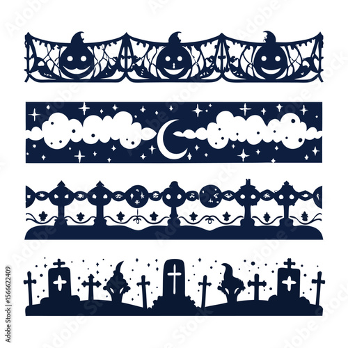 Halloween Silhouette Vector collection Happy Halloween vector design element set illustration  vector
