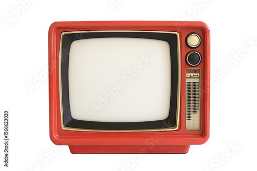 Ultra Quality Image of Red Retro Tv Isolated on White Background