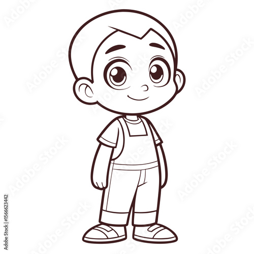 Cheerful child in overalls