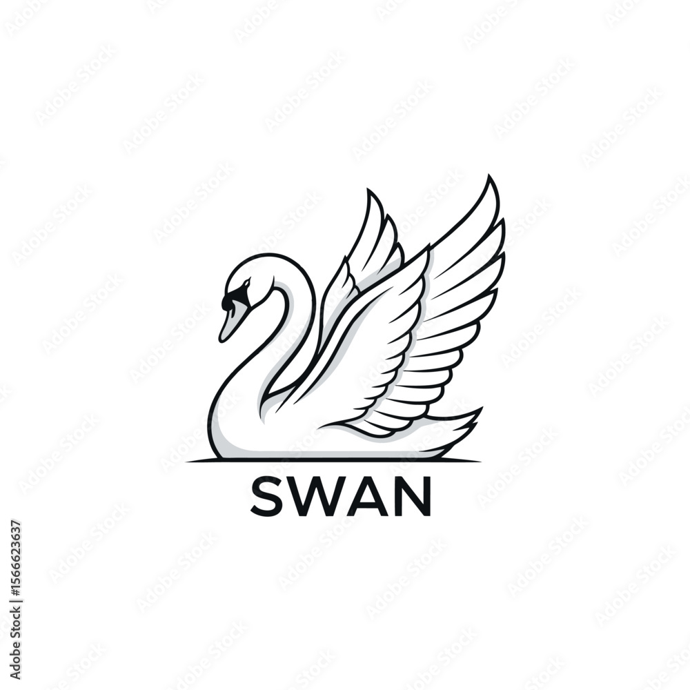 Obraz premium vector illustration of a swan