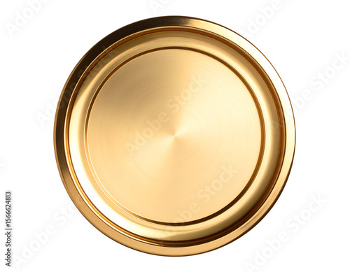 This radiant golden disc features a beautiful brushed texture and a polished reflective rim.