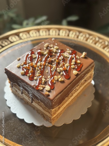 cake with chocolate and nuts