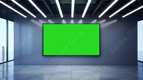Modern Showroom with Green Screen Display