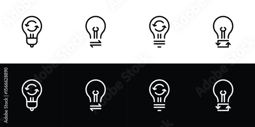 Swap idea icon set. Flat design icon collection isolated on black and white background.