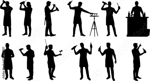 silhouette of a bartender on a white background. Generative AI
