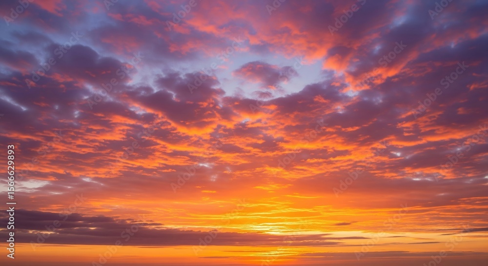 Fototapeta premium Vibrant Sunset Sky with Layered Clouds