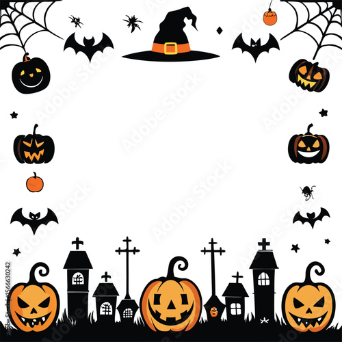 Halloween party invitations or greeting cards banner with vector 