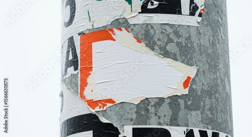 Urban pole sticker leaves a little blank space for writing, bright white light background, beautiful and professional engel capture composition