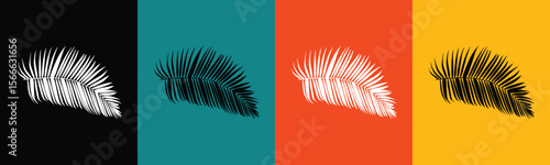Palm frond silhouettes on colorful backgrounds black white