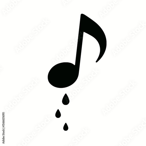 very simple flat and single minimalist Falling Note Silhouettes in black on a white background