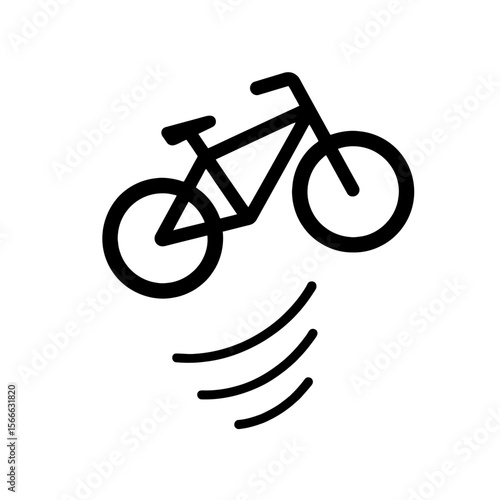 very simple flat and single minimalist Soaring Bicycle Silhouettes in black on a white background