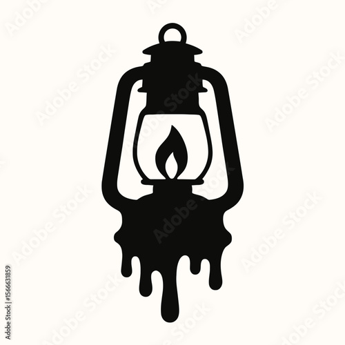 very simple flat and single minimalist Melting Lantern Silhouettes in black on a white background