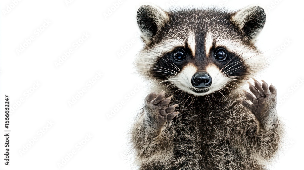 Obraz premium Cute raccoon looking directly at viewer