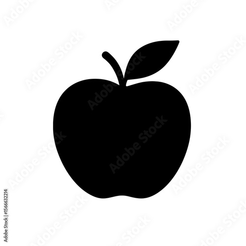 very simple flat and single minimalist Gravity Apple Silhouettes in black on a white background