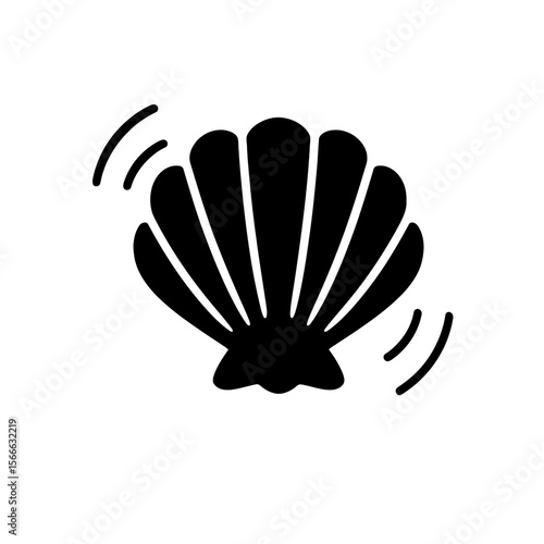 very simple flat and single minimalist Dancing Shell Silhouettes in black on a white background