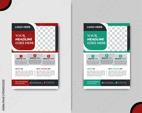 Foto Modern Business Marketing Flyer Template with Service Sections and Contact Detai
