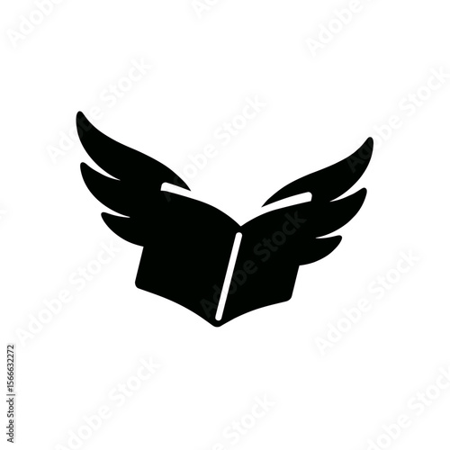 very simple flat and single minimalist Soaring Book Silhouettes in black on a white background