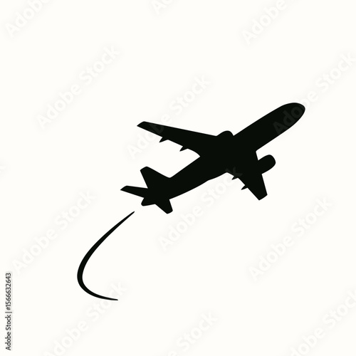 very simple flat and single minimalist Drifting Plane Silhouettes in black on a white background
