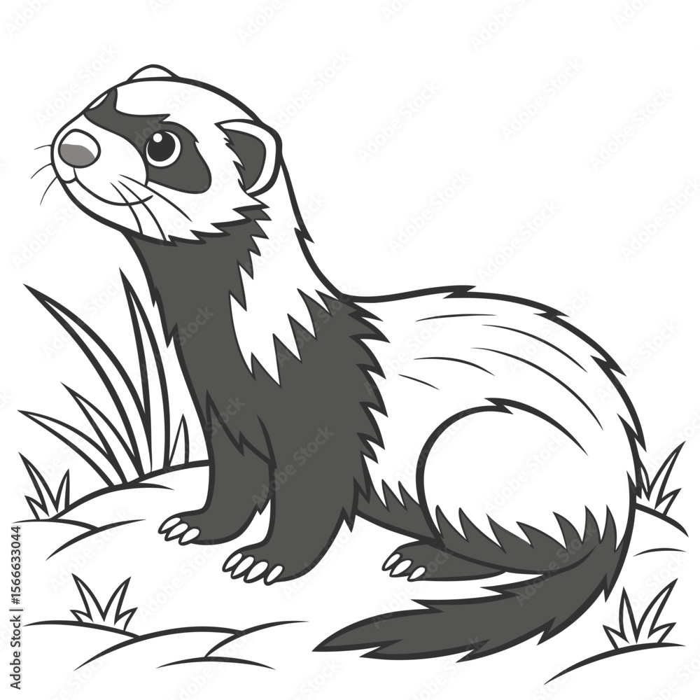Fototapeta premium vector illustration of a ferret