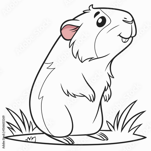 guinea-pig-coloring-page of vector illustration