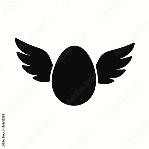 very simple flat and single minimalist Soaring Egg Silhouettes in black on a white background