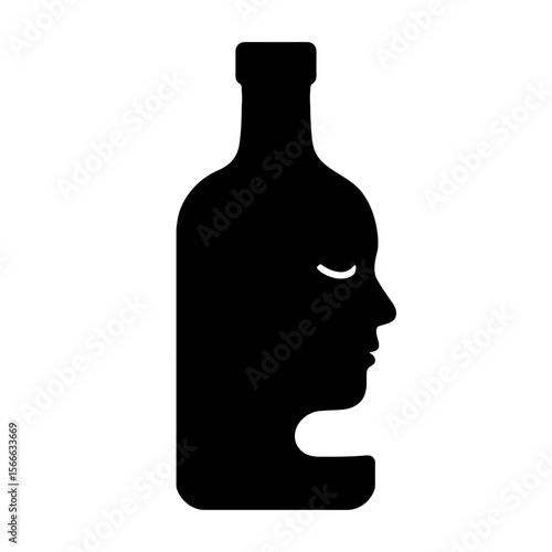 very simple flat and single minimalist Silent Bottle Spirit Silhouettes in black on a white background