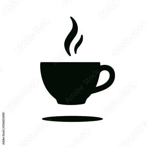very simple flat and single minimalist Floating Cup Silhouettes in black on a white background