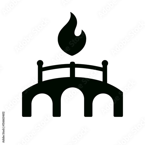 very simple flat and single minimalist ing Bridge Spirit Silhouettes in black on a white background