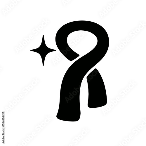 very simple flat and single minimalist Twinkling Scarf Silhouettes in black on a white background