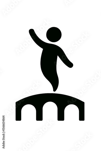 very simple flat and single minimalist Soaring Bridge Spirit Silhouettes in black on a white background