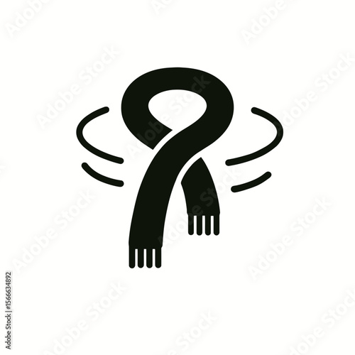 very simple flat and single minimalist Spinning Scarf Silhouettes in black on a white background